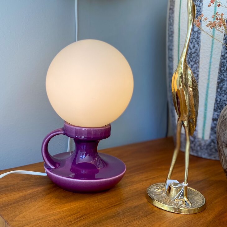 West Germany Cari Zalloni voor Steuler keramiek tafellamp paars