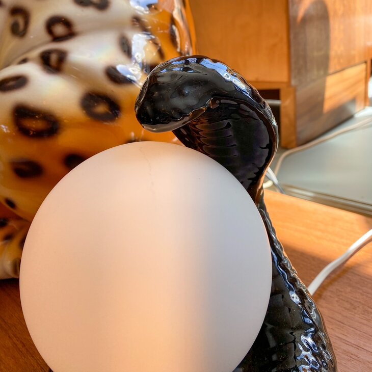 Vintage cobra tafellamp 1970s zwart | Sprinkelhop