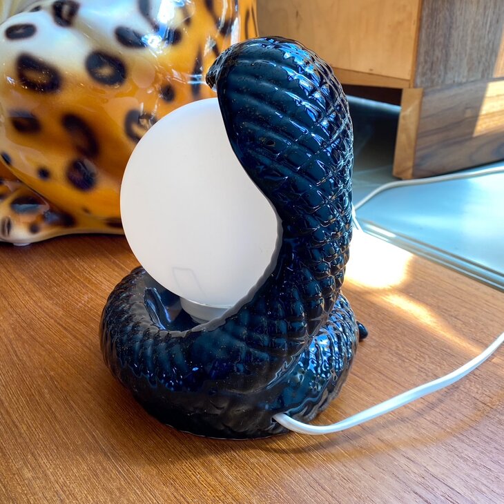 Vintage cobra tafellamp 1970s zwart | Sprinkelhop