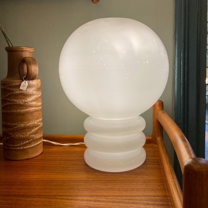 Vintage Glash&uuml;tte Limburg 6035 tafellamp wit 1970s | Sprinkelhop