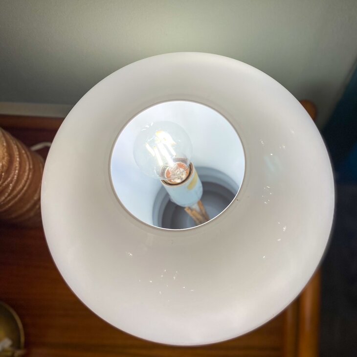 Vintage Glash&uuml;tte Limburg 6035 tafellamp wit 1970s | Sprinkelhop