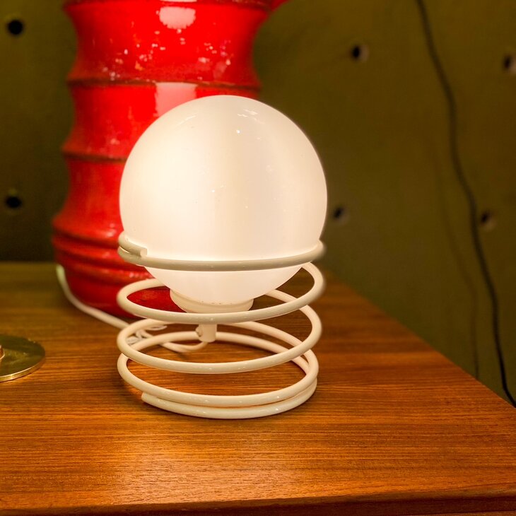 Vintage Woja spiraal tafellamp wit 1970s | Sprinkelhop