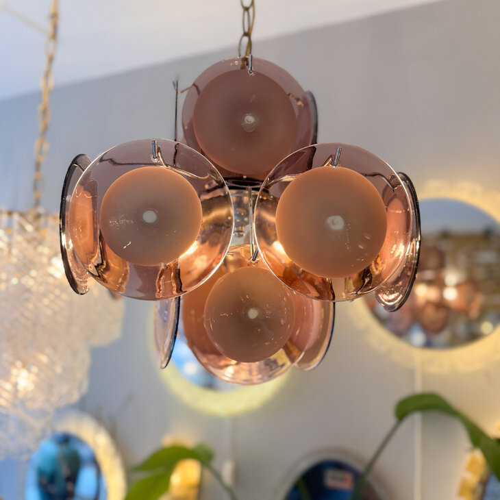 Vintage Vistosi schijven hanglamp Murano paars | Sprinkelhop