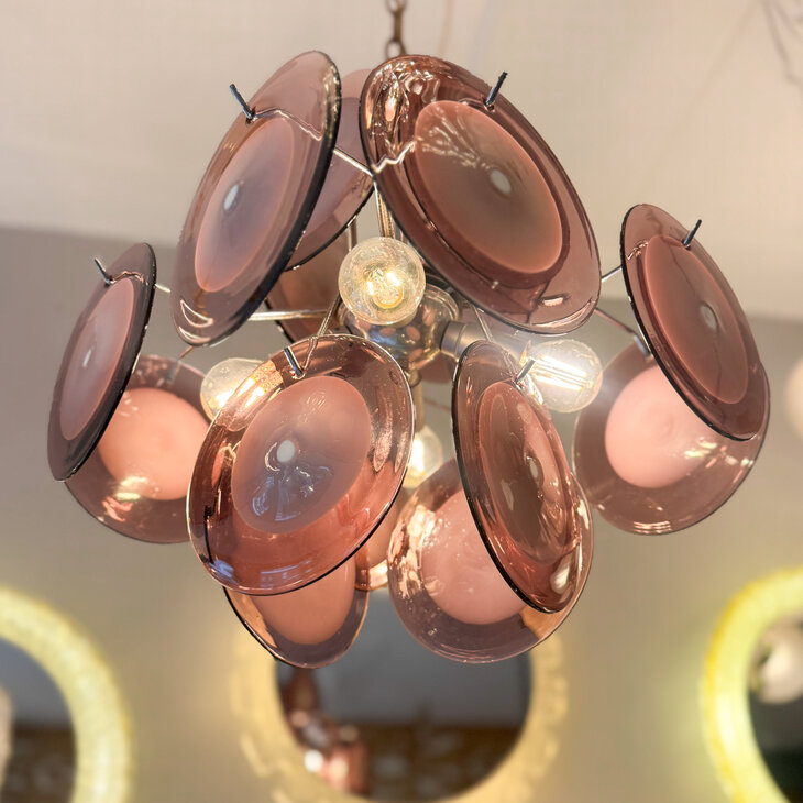 Vintage Vistosi schijven hanglamp Murano paars | Sprinkelhop