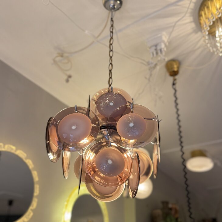 Vintage Vistosi schijven hanglamp Murano paars | Sprinkelhop