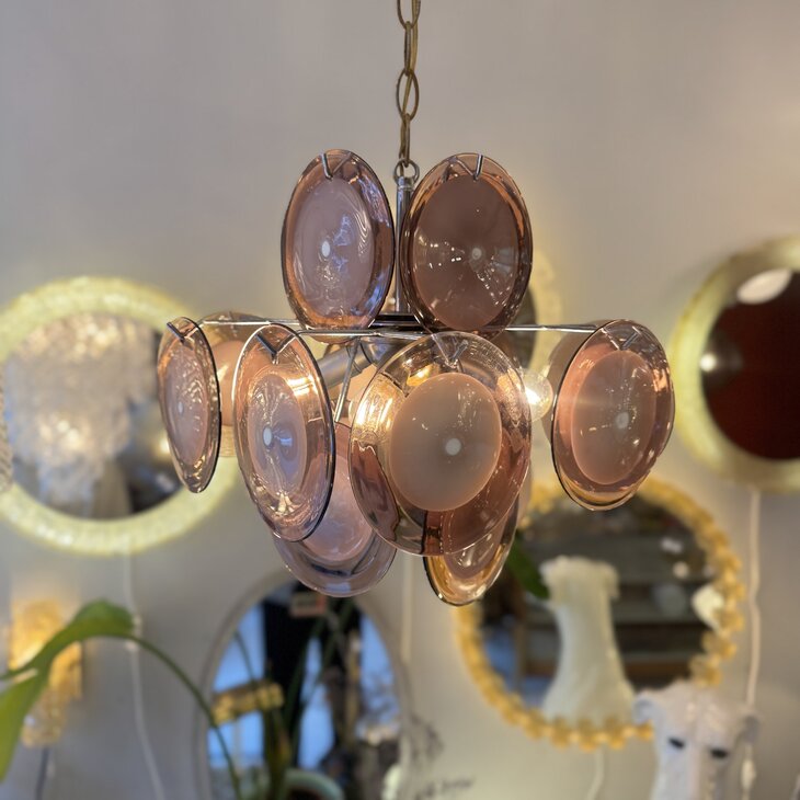 Vintage Vistosi schijven hanglamp Murano paars | Sprinkelhop