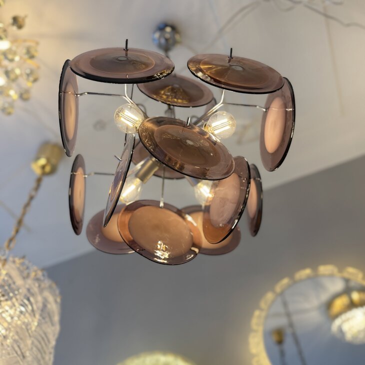 Vintage Vistosi schijven hanglamp Murano paars | Sprinkelhop