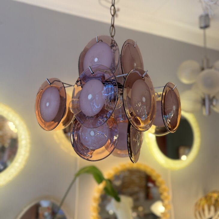 Vintage Vistosi schijven hanglamp Murano paars | Sprinkelhop