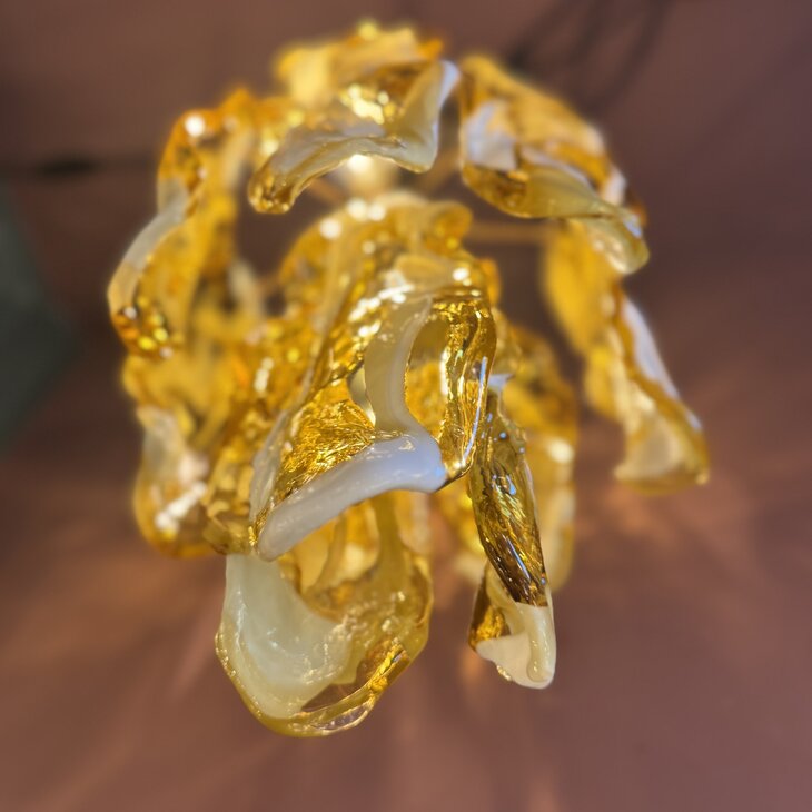 Mazzega Murano glazen kroonluchter wit geel | Sprinkelhop