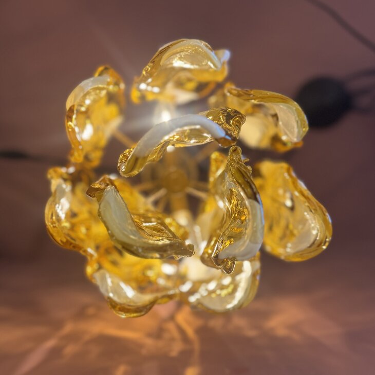 Mazzega Murano glazen kroonluchter wit geel | Sprinkelhop