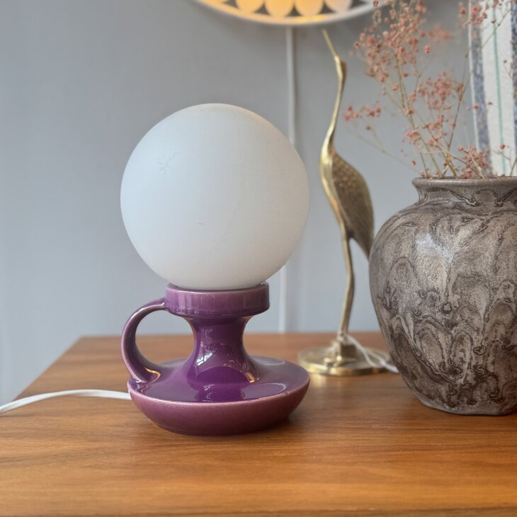 West Germany Cari Zalloni voor Steuler keramiek tafellamp paars