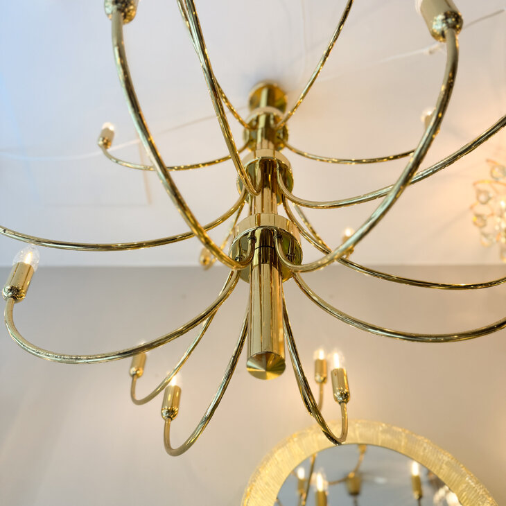 Vintage 70s messing 16-arms kroonluchter XL | Sprinkelhop