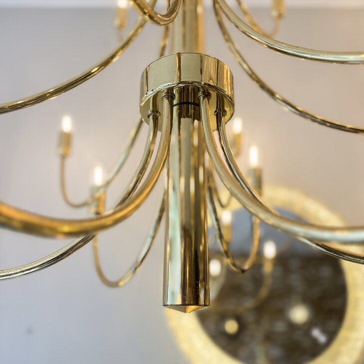 Vintage 70s messing 16-arms kroonluchter XL | Sprinkelhop