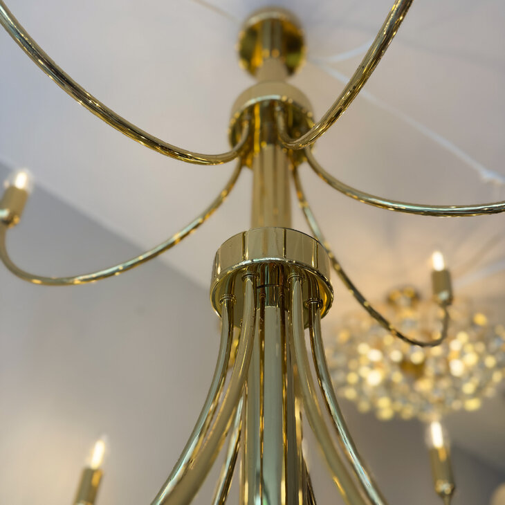 Vintage 70s messing 16-arms kroonluchter XL | Sprinkelhop