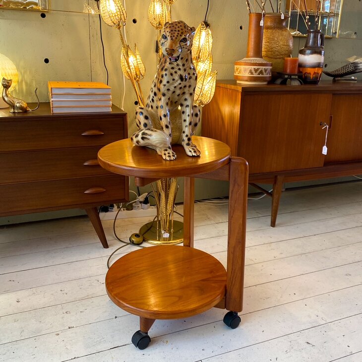 Teak houten Deense barcart serveerwagen trolley | Sprinkelhop