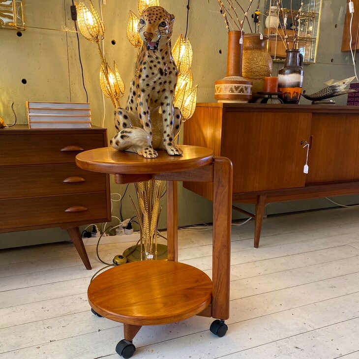 Teak houten Deense barcart serveerwagen trolley | Sprinkelhop