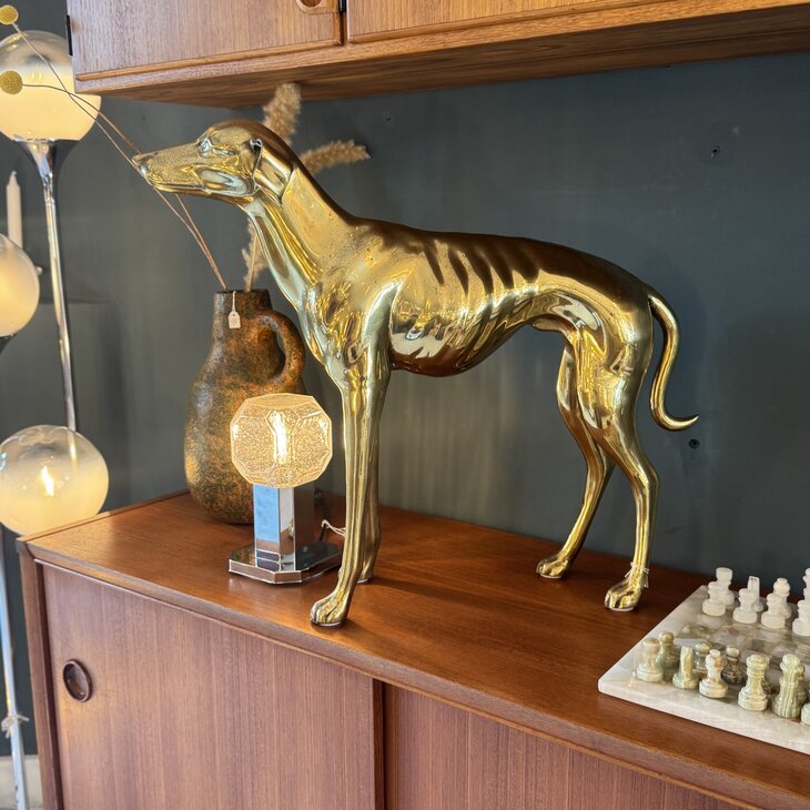 Vintage messing windhond whippet XL | Sprinkelhop