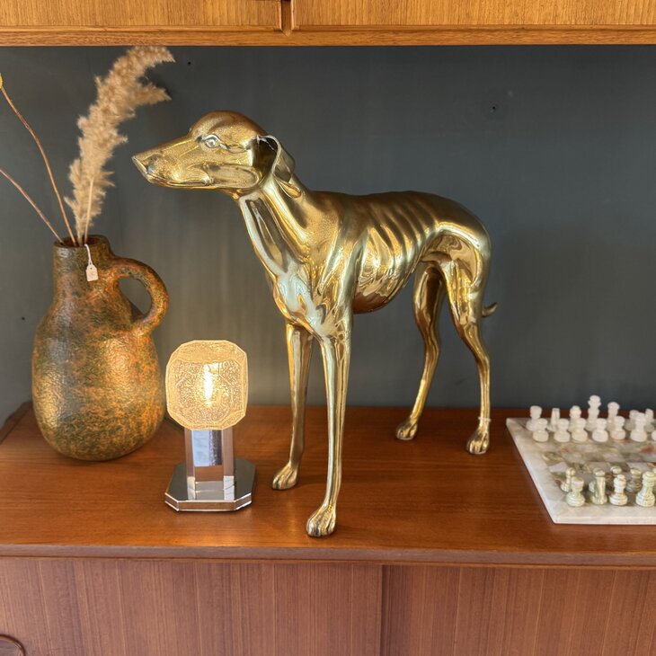 Vintage messing windhond whippet XL | Sprinkelhop