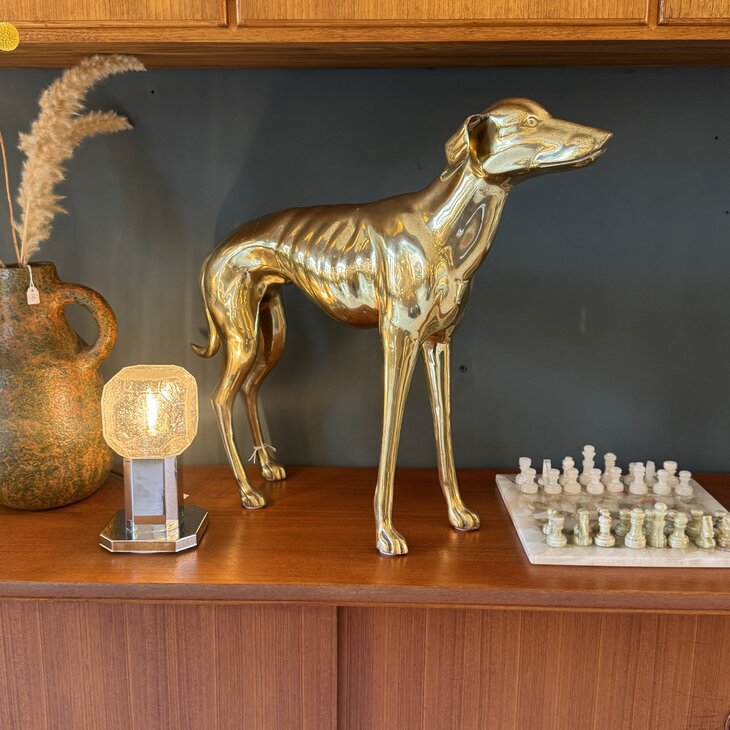 Vintage messing windhond whippet XL | Sprinkelhop