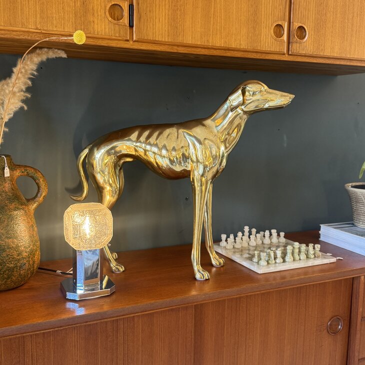 Vintage messing windhond whippet XL | Sprinkelhop