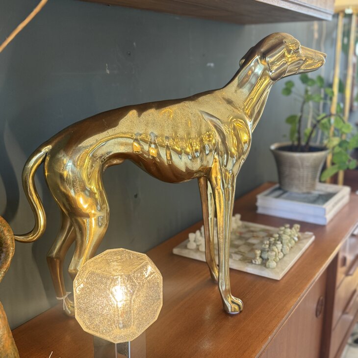 Vintage messing windhond whippet XL | Sprinkelhop