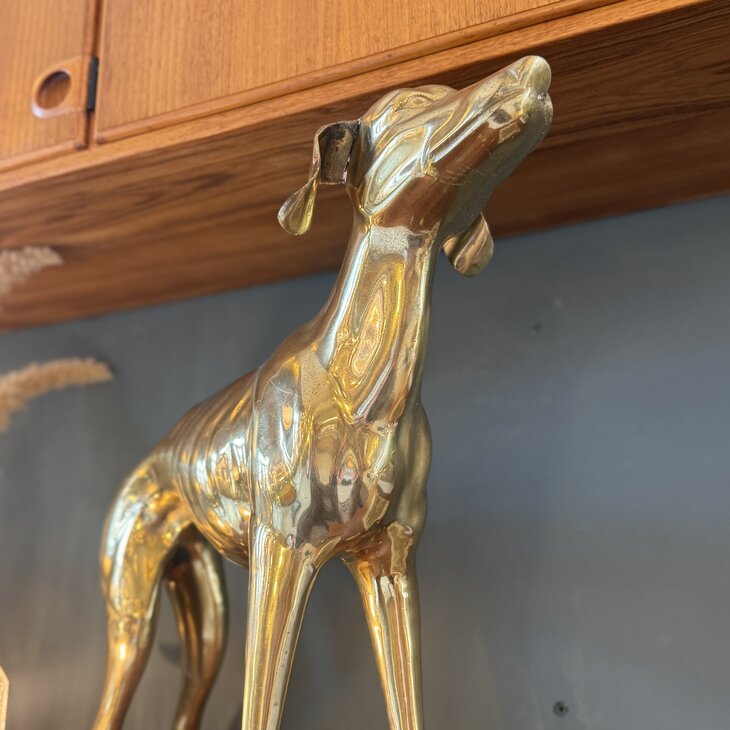 Vintage messing windhond whippet XL | Sprinkelhop