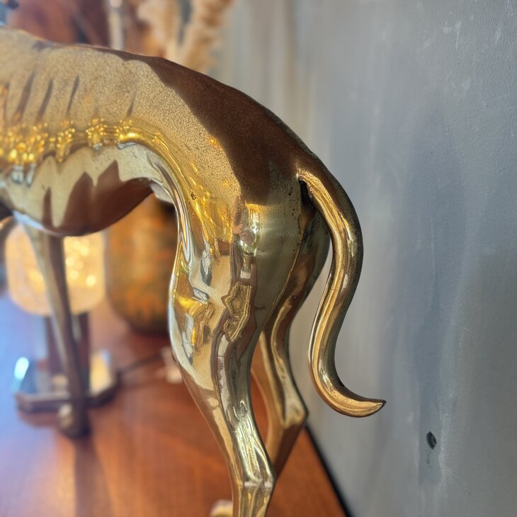 Vintage messing windhond whippet XL | Sprinkelhop