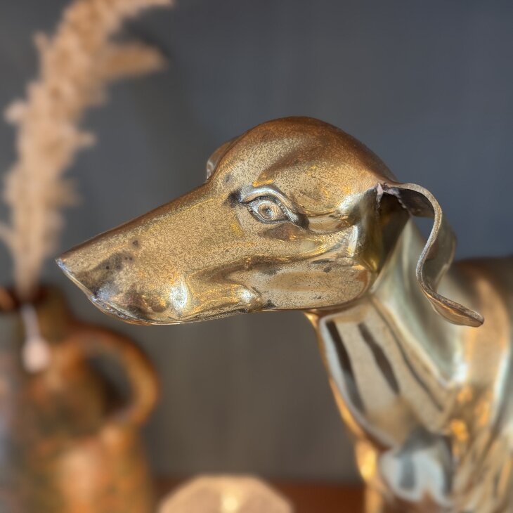 Vintage messing windhond whippet XL | Sprinkelhop