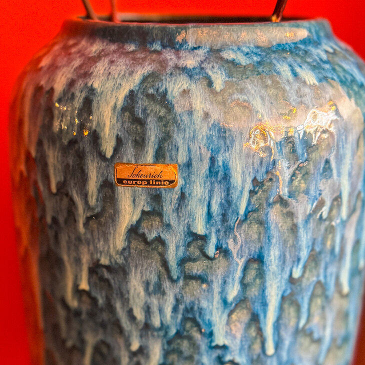 Grote vintage West Germany vaas Scheurich 546-40 blauw | Sprinkelhop