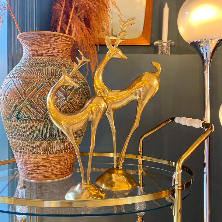 Vintage messing hert sierlijk hoog | Sprinkelhop