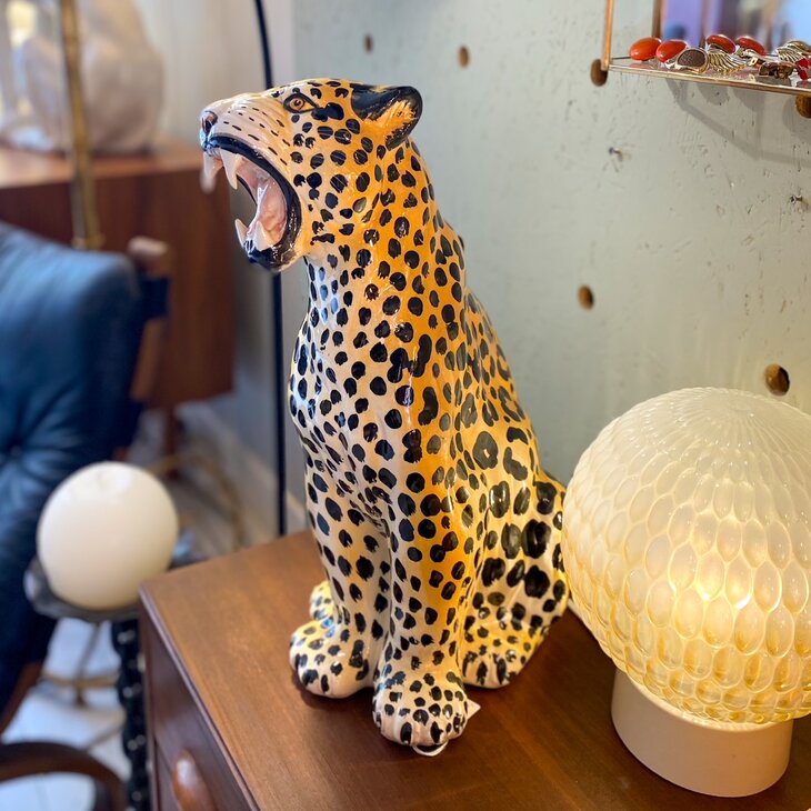 Vintage panterbeeld porselein klein zittend | Sprinkelhop