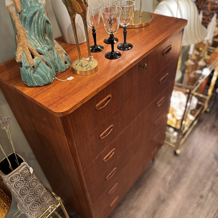 Vintage midcentury teak Zweedse ladekast met 6 lades | Sprinkelhop