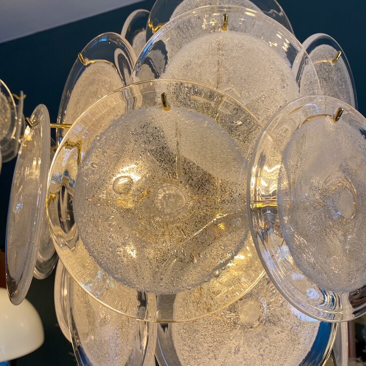 Vintage Italiaanse Vistosi schijven hanglamp Muranoglas groot | Sprinkelhop