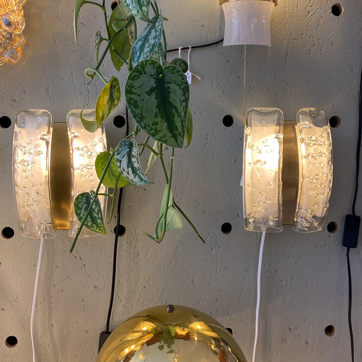 Doria Leuchten wandlamp 1960s messing met glas | Sprinkelhop