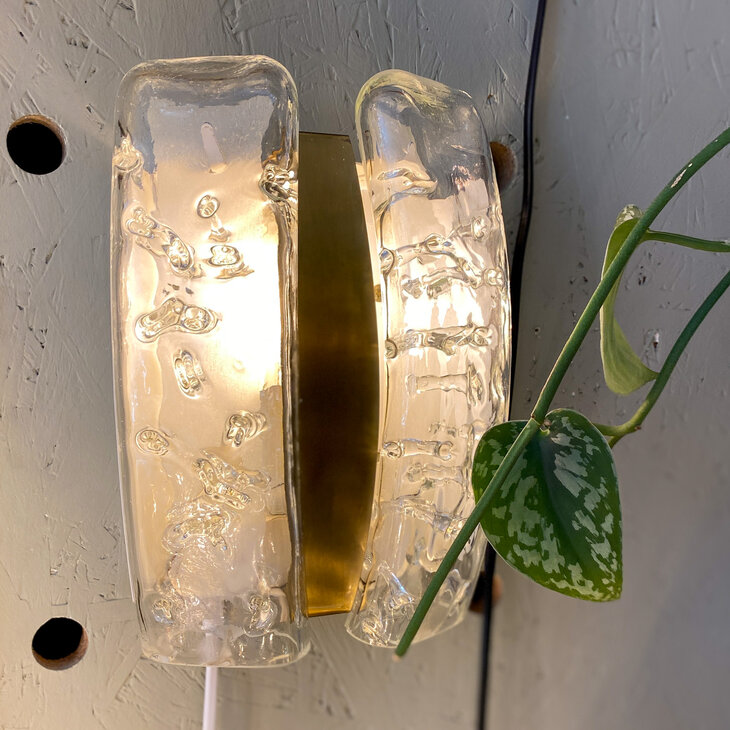 Doria Leuchten wandlamp 1960s messing met glas | Sprinkelhop