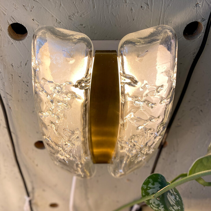 Doria Leuchten wandlamp 1960s messing met glas | Sprinkelhop