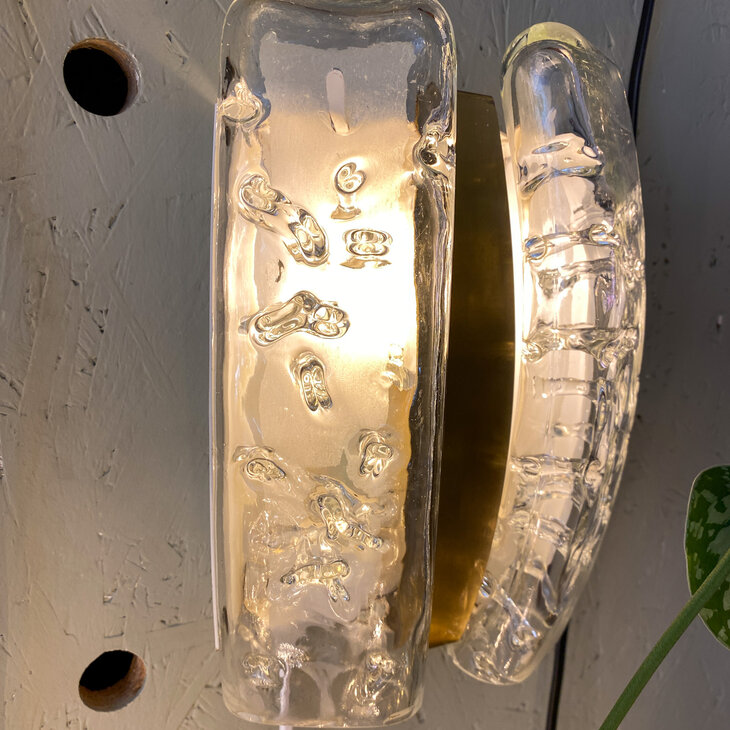 Doria Leuchten wandlamp 1960s messing met glas | Sprinkelhop