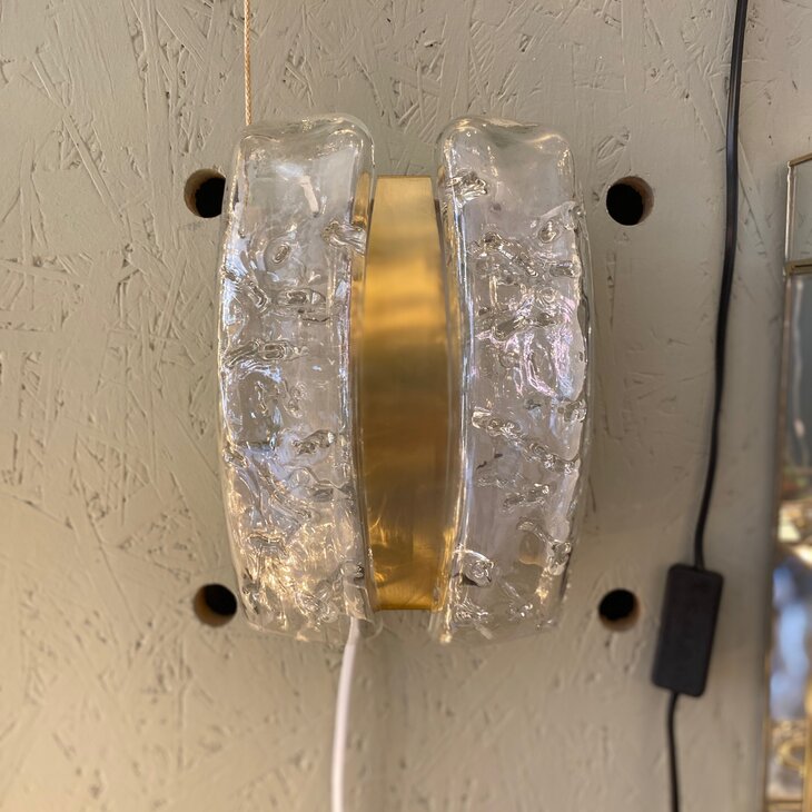 Doria Leuchten wandlamp 1960s messing met glas | Sprinkelhop