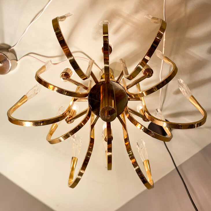 Glashutte Limburg hanglamp, Glashutte Limburg pendant, Limburg pendant glass brass,  brass vintage pendant, vintage hanglamp me