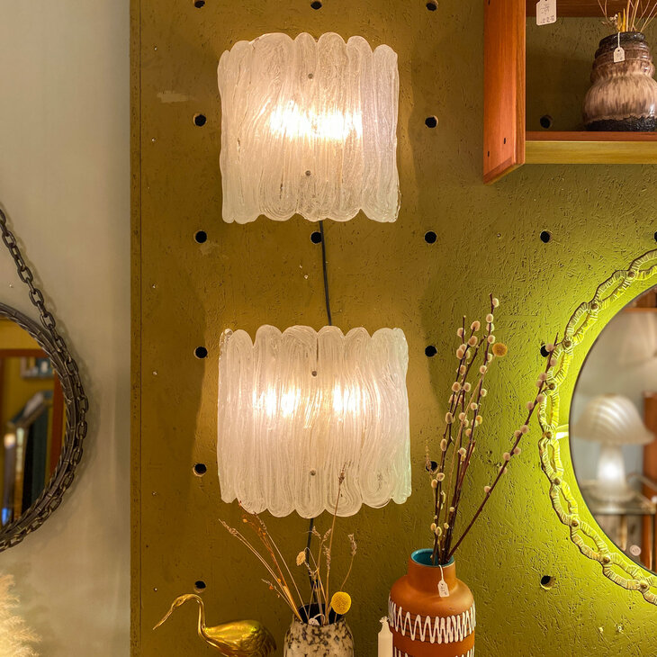 Vintage Hillebrand Murano ijsglazen wandlamp  | Sprinkelhop