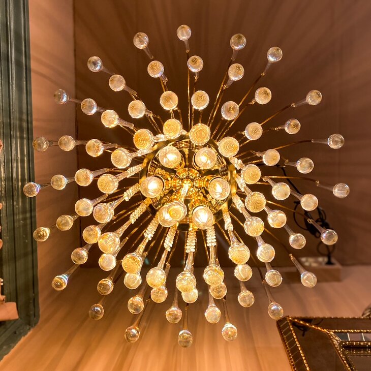 Vintage teardrop kroonluchter Paolo Venini olieglas groot | Sprinkelhop