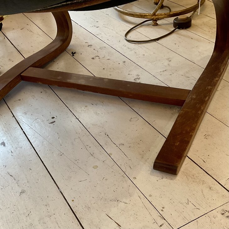 Vintage Kengu lounge chair voor Rybo Rykken zwart leer doorleefd 1970s | Sprinkelhop