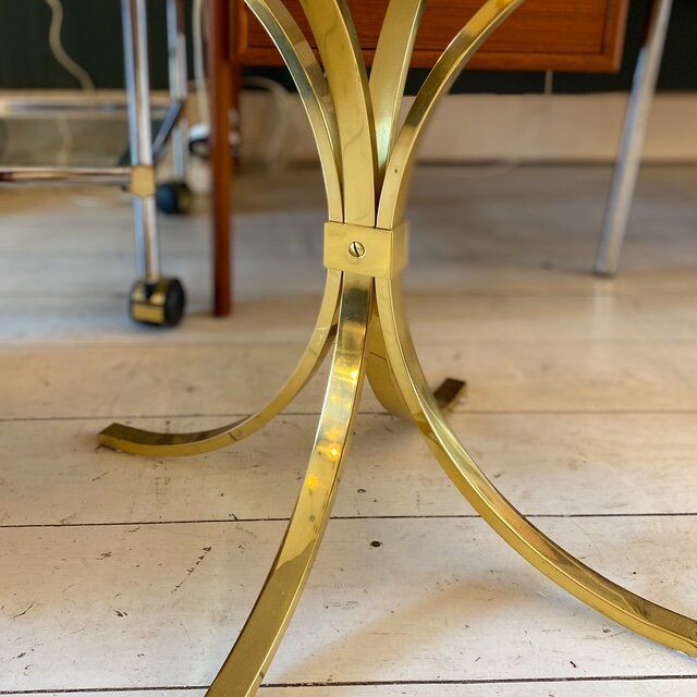 Vintage salontafel rond messing met spiegelglas | Sprinkelhop