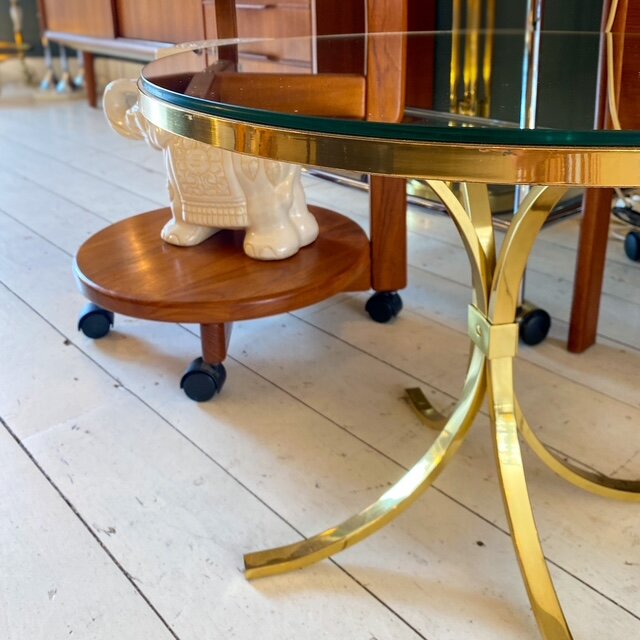 Vintage salontafel rond messing met spiegelglas | Sprinkelhop