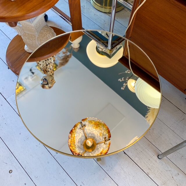 Vintage salontafel rond messing met spiegelglas | Sprinkelhop