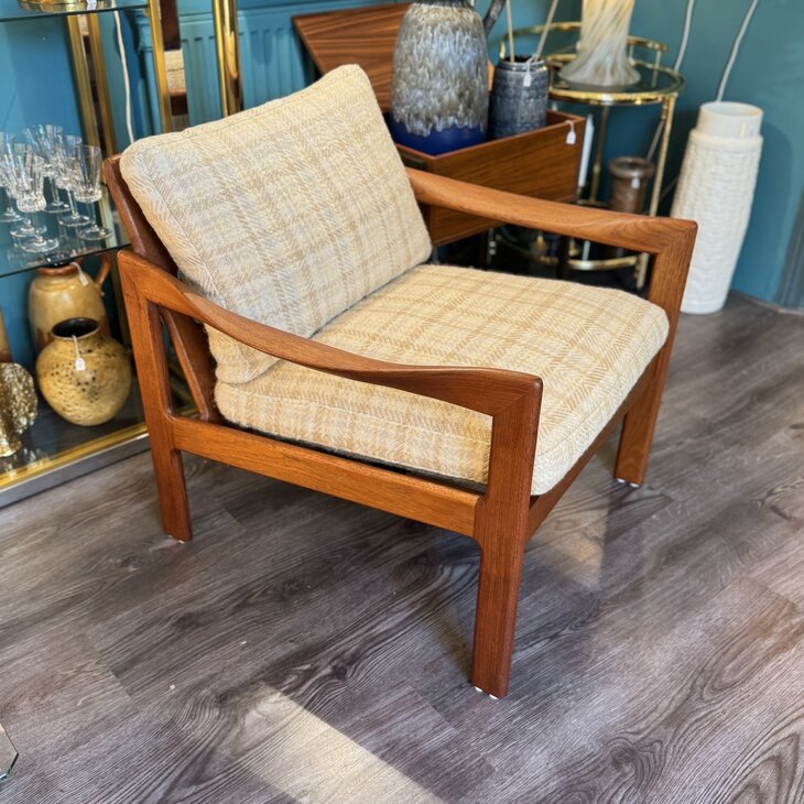 Vintage teak houten fauteuil Illum Wikkels&oslash; voor Niels Eilersen| Sprinkelhop