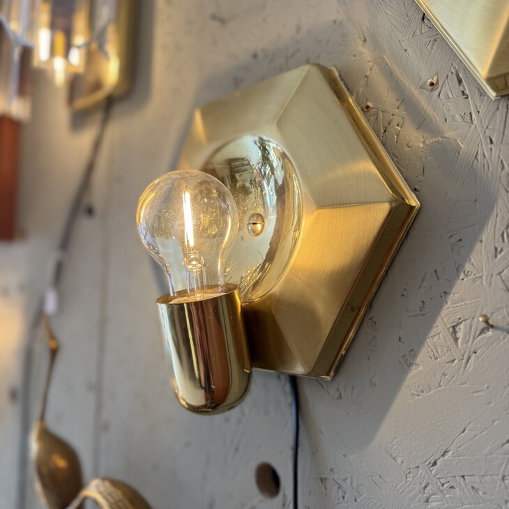 Vintage messing hexagon wandlamp 1970s | Sprinkelhop