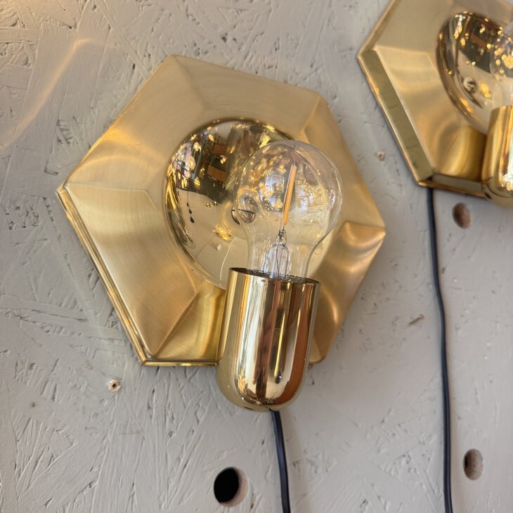 Vintage messing hexagon wandlamp 1970s | Sprinkelhop