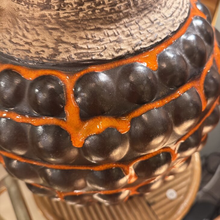 Grote West Germany Bay bubbel vaas 65-45 bruin oranje