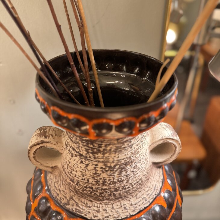 Grote West Germany Bay bubbel vaas 65-45 bruin oranje